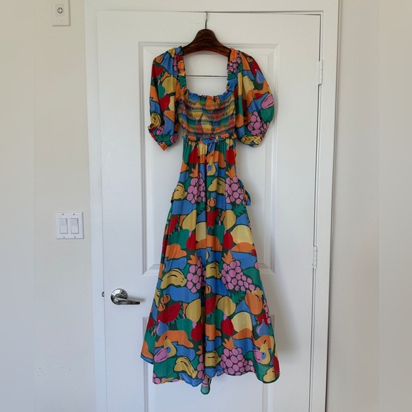 Farm Rio Multicolor Fruit Landscape Short Sleeve Midi Dress - Picture 5 of 11